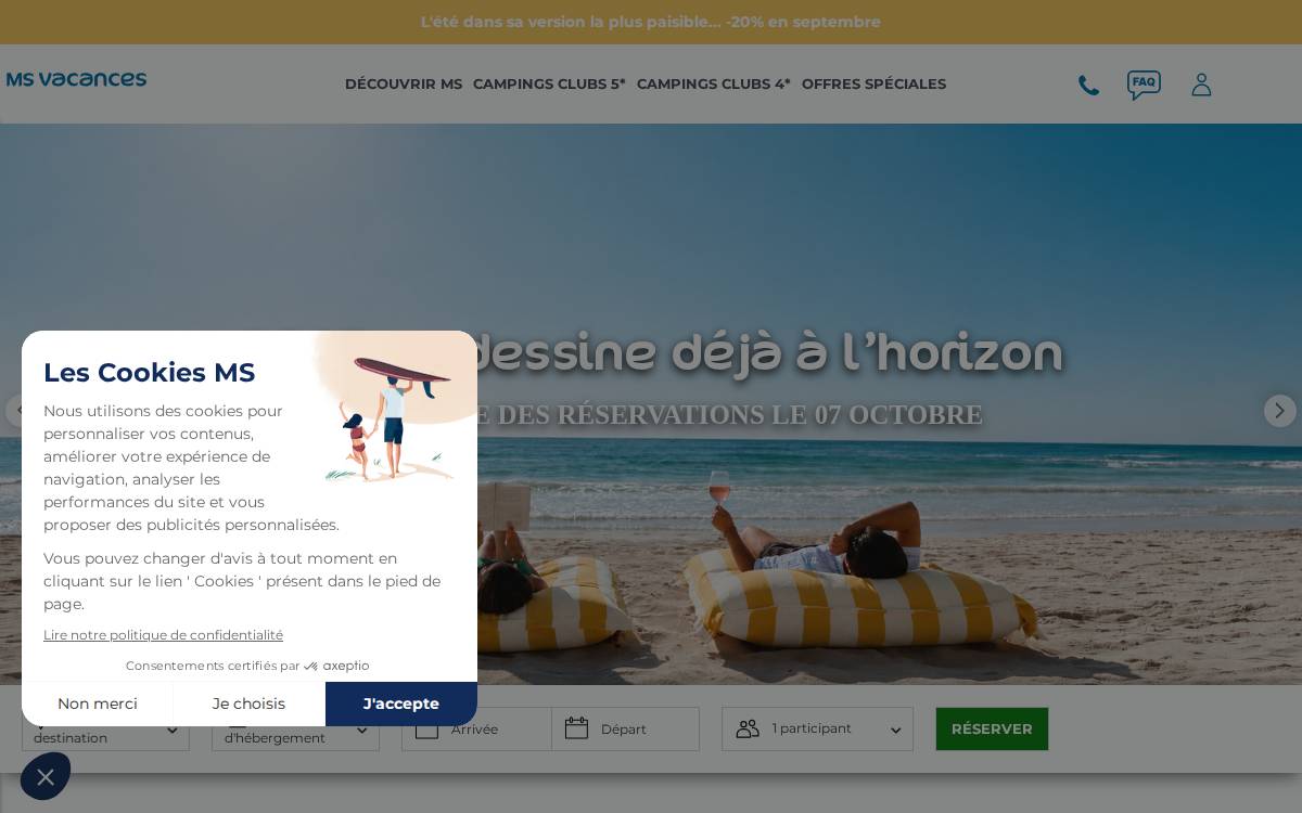 MS Vacances website preview
