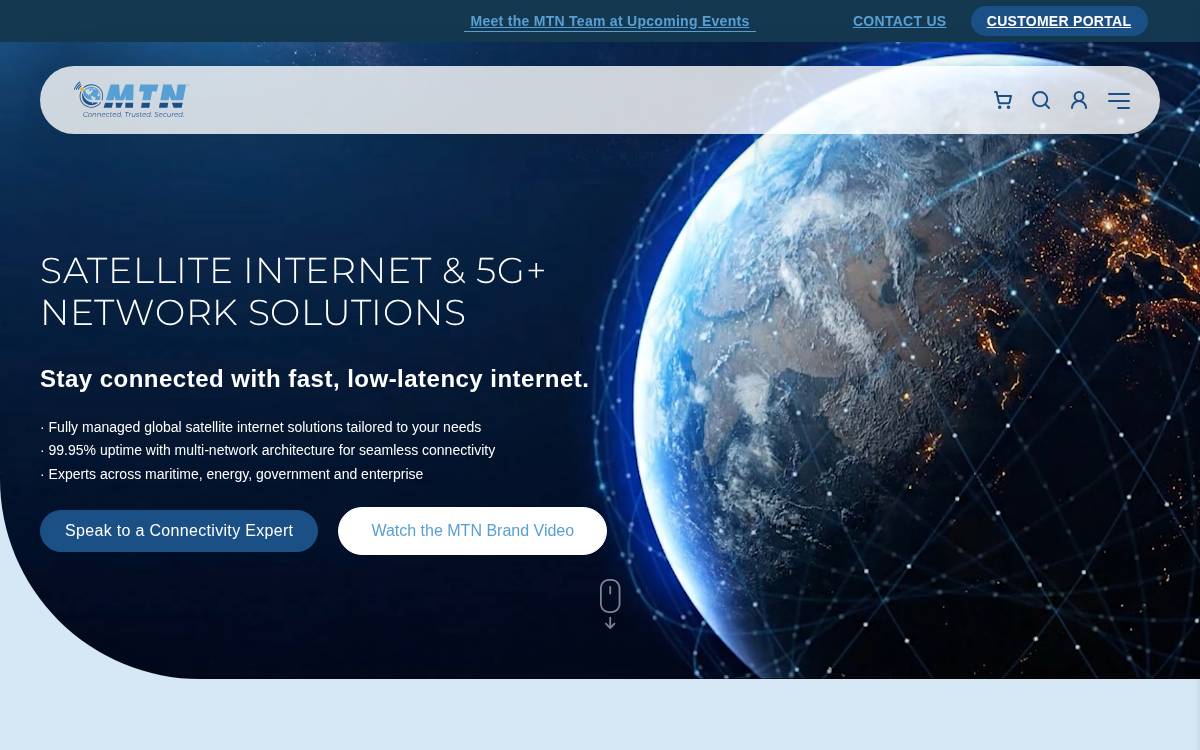 MTN Satellite Communications website preview
