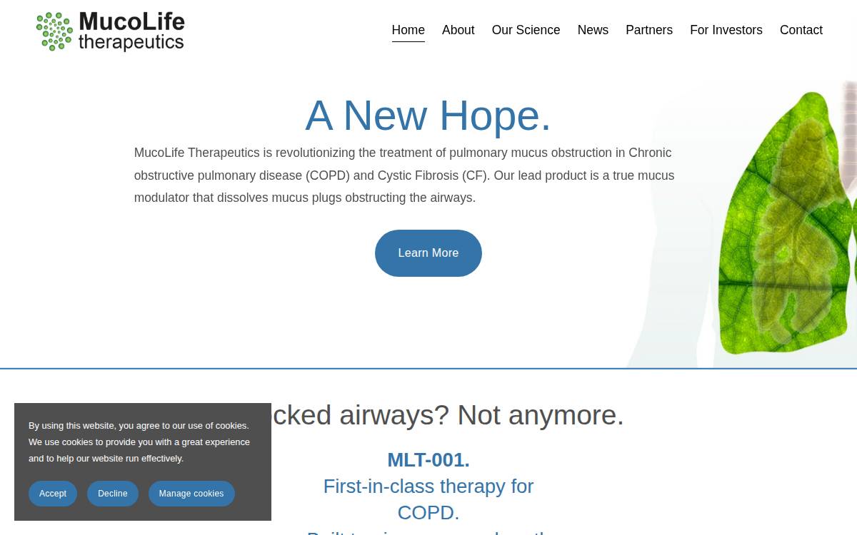 Mucolife website preview