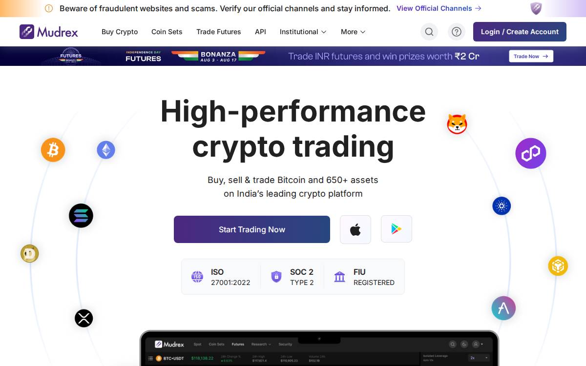 Mudrex website preview