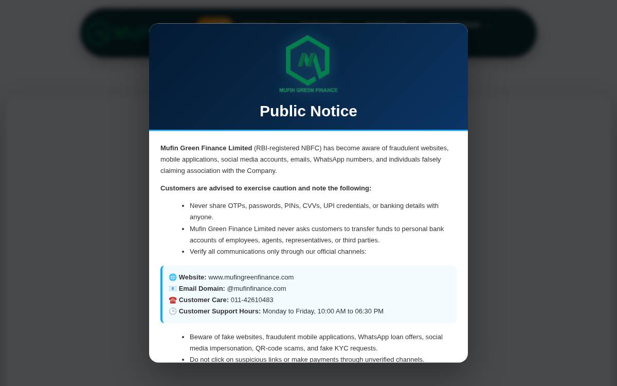 Mufin Green Finance Limited website preview