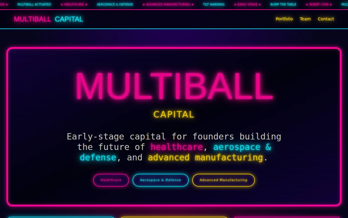 Multiball Capital website preview