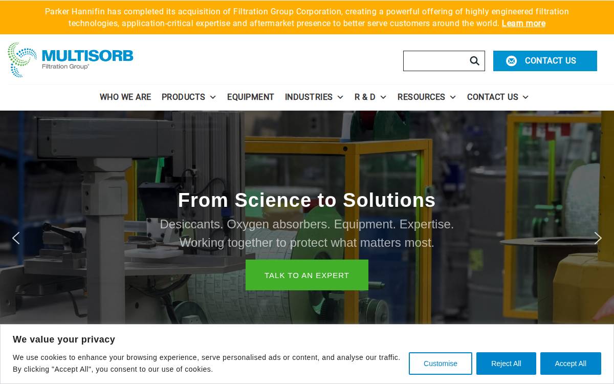 Multisorb website preview