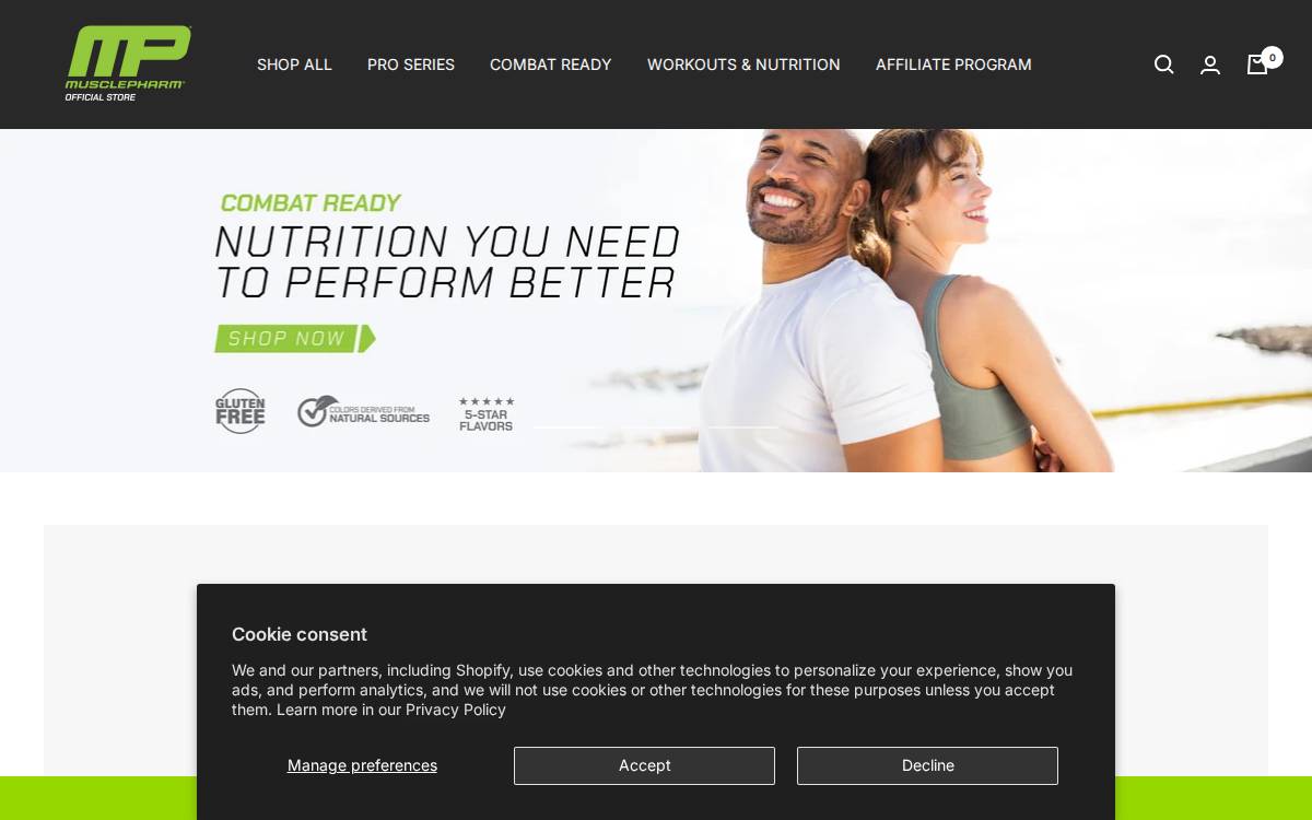 MusclePharm website preview