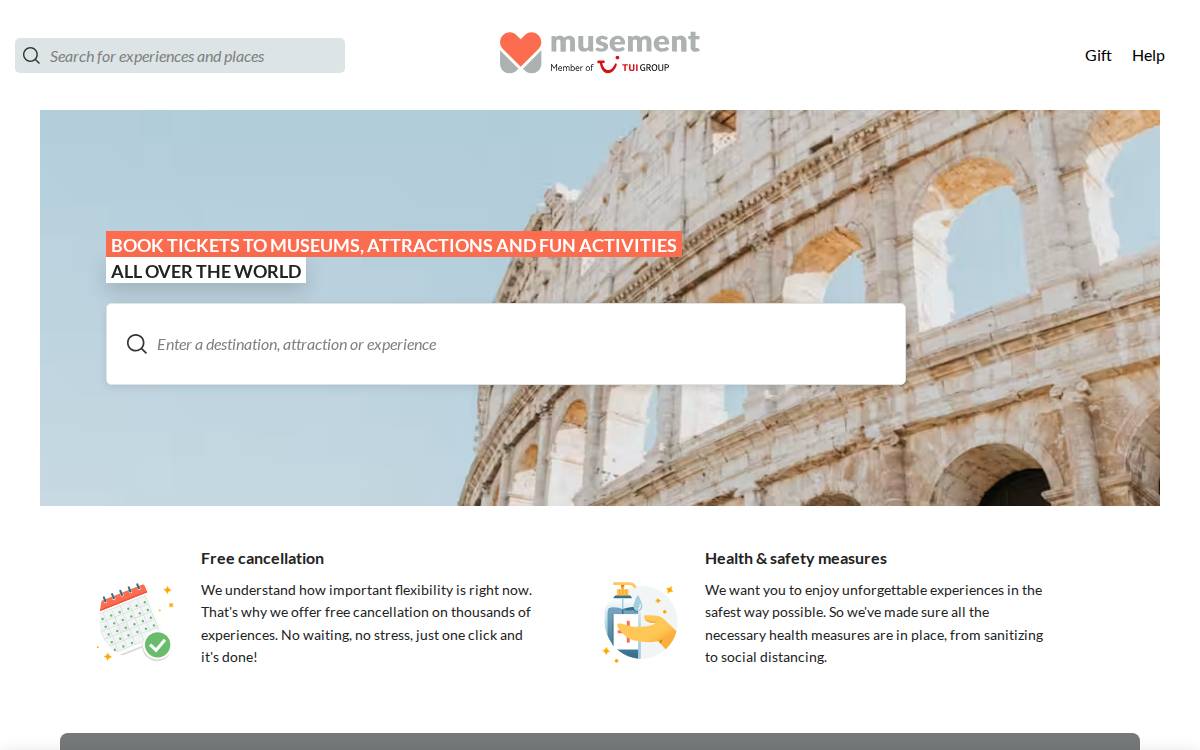 Musement website preview