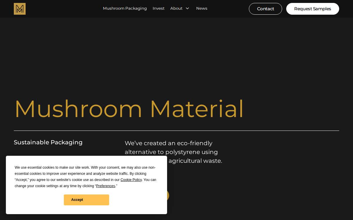 Mushroom Material website preview