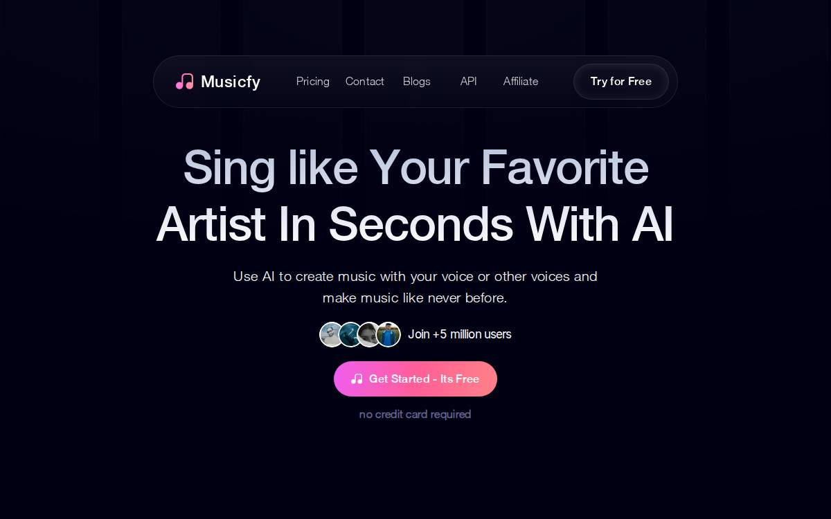 Musicfy website preview
