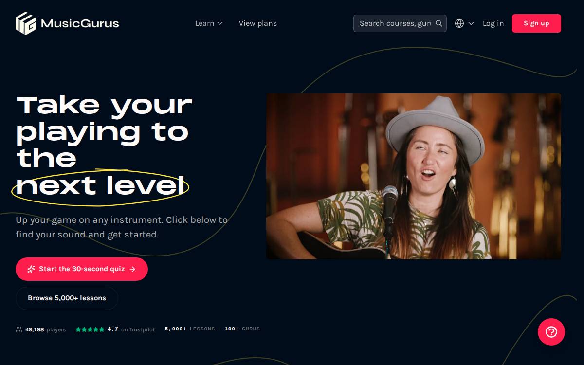 MusicGurus website preview
