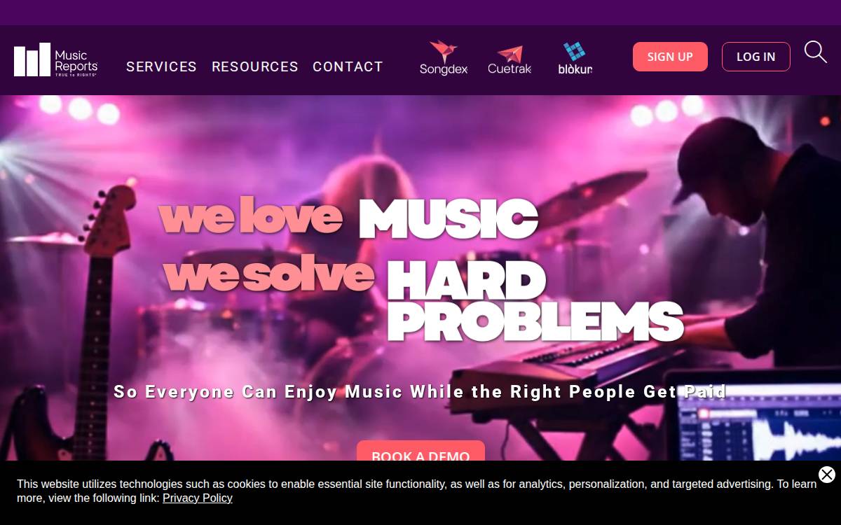 Music Reports website preview