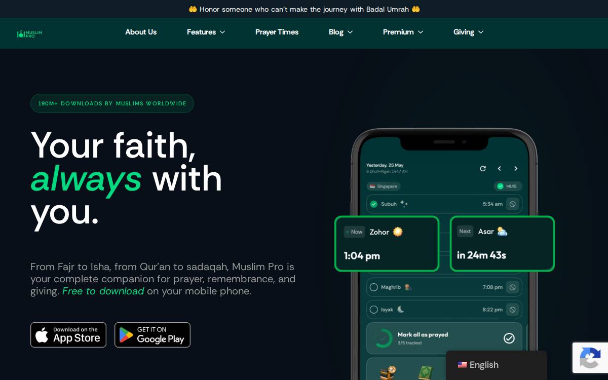 Muslim Pro website preview