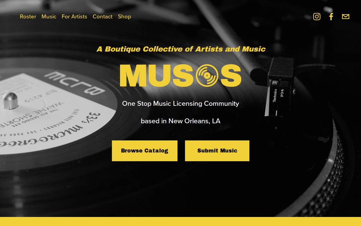 Musos website preview
