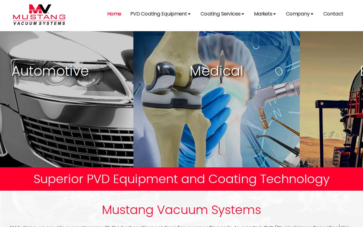 Mustang Vacuum Systems website preview
