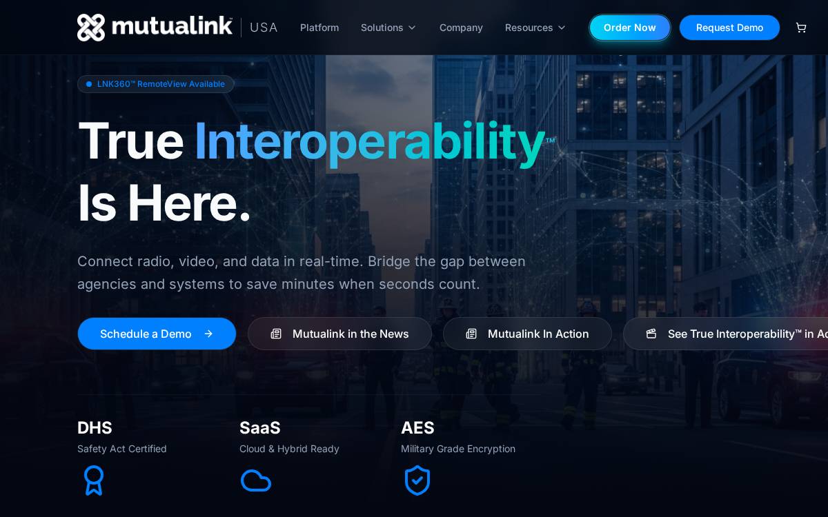 Mutualink website preview