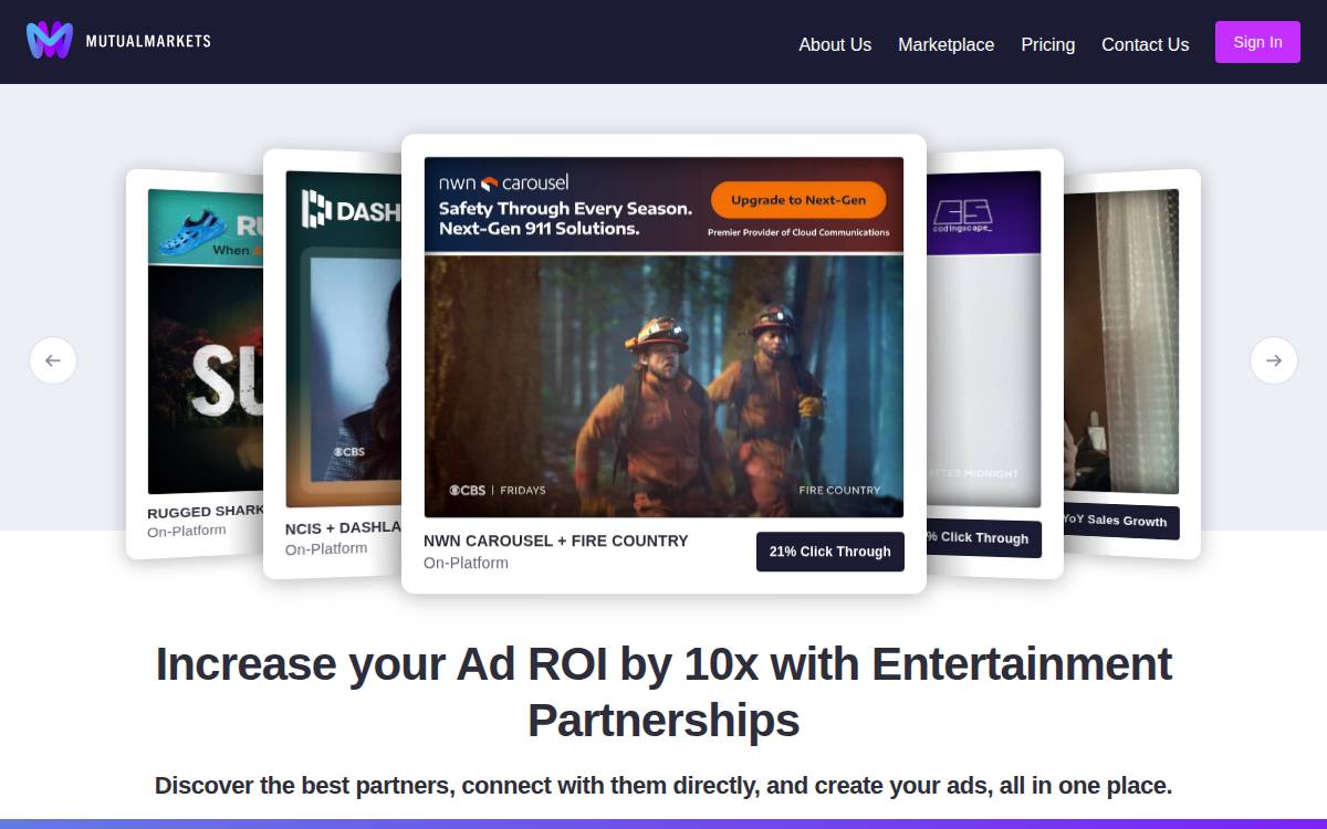 Mutualmarkets website preview