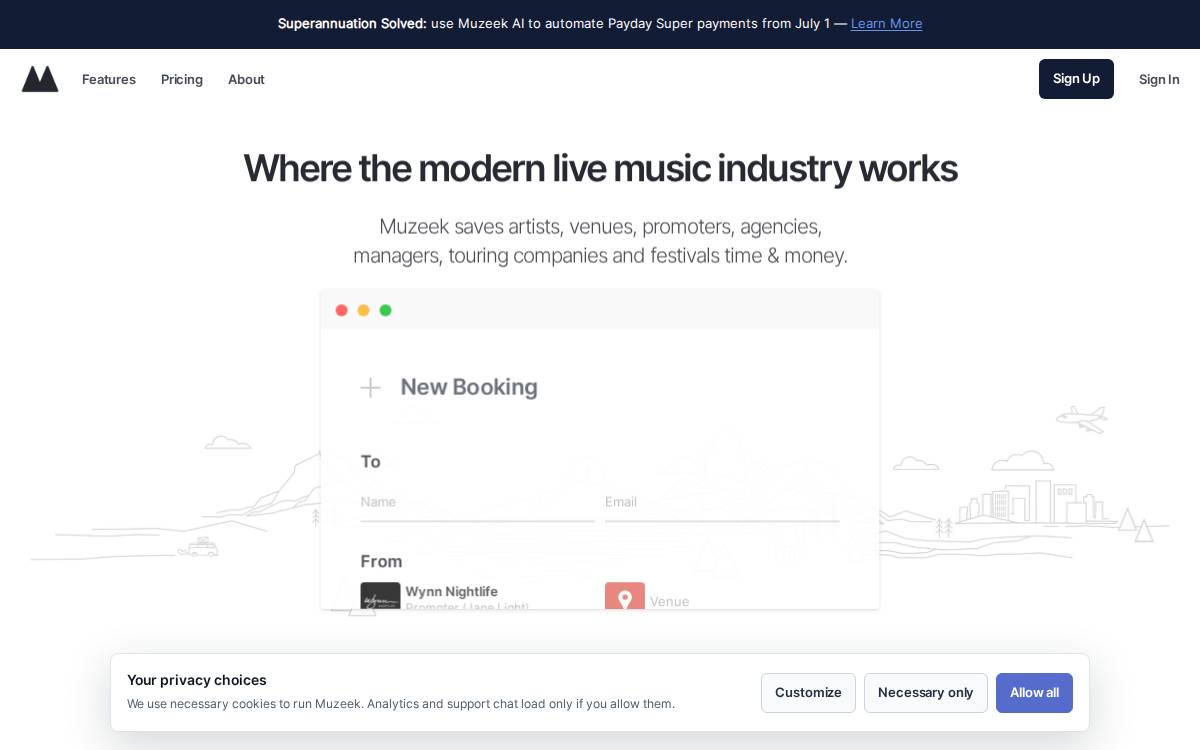 Muzeek website preview