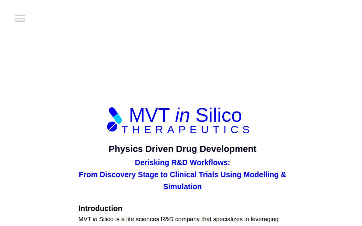 MVT in Silico Website website preview