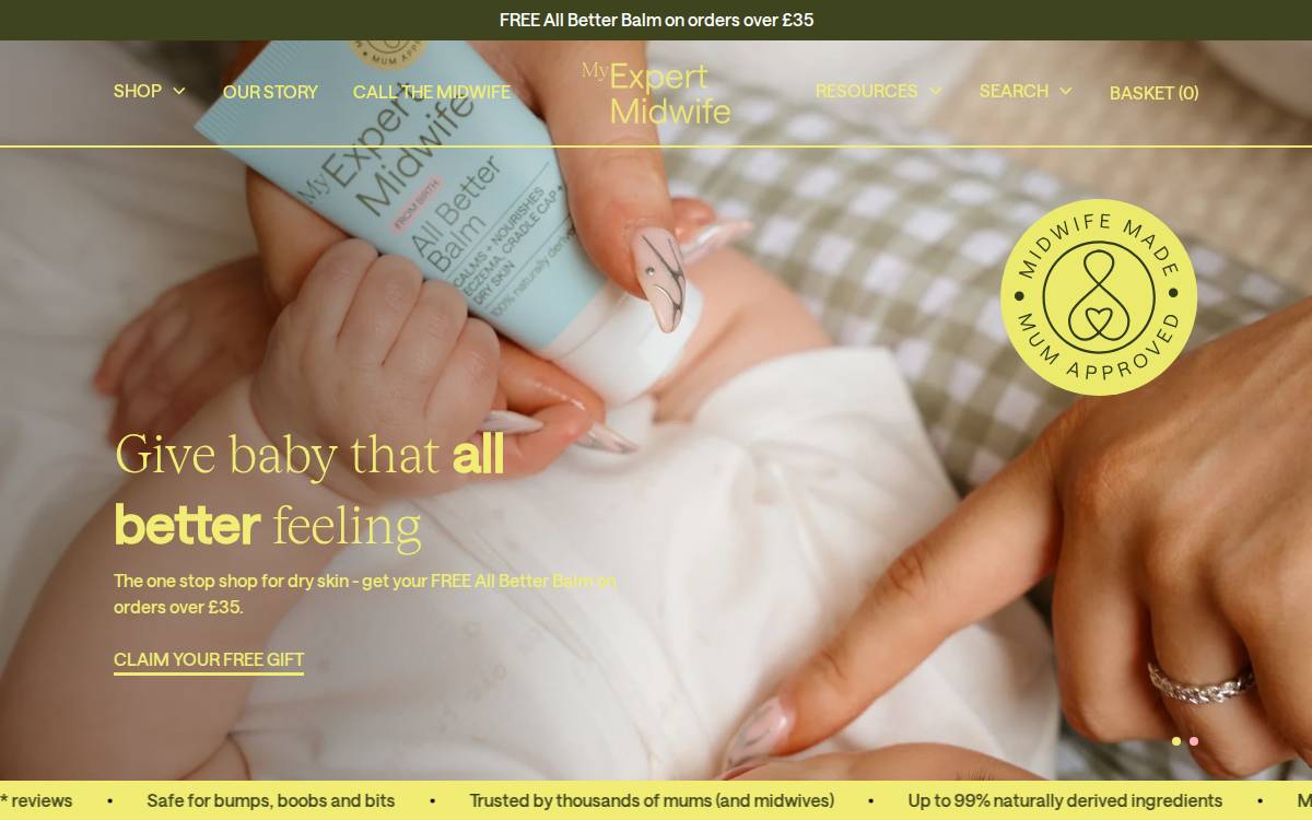 My Expert Midwife website preview
