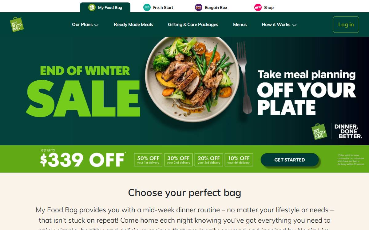 My Food Bag website preview