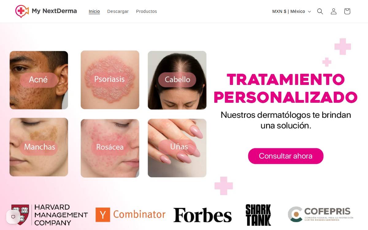 My NextDerma website preview