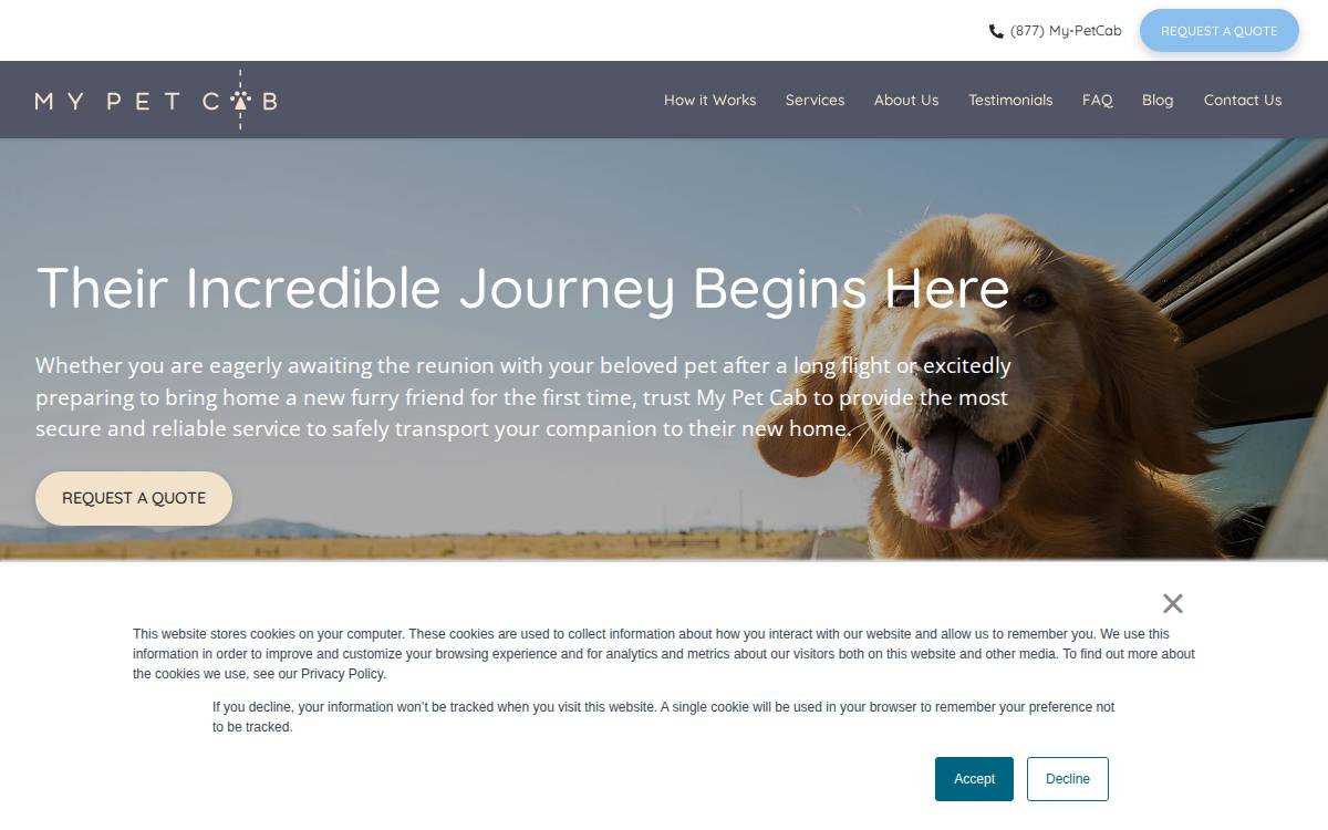 MY PET CAB website preview