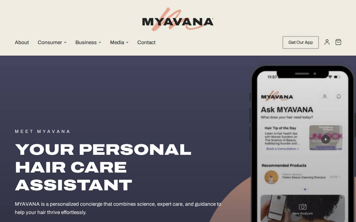 Myavana website preview