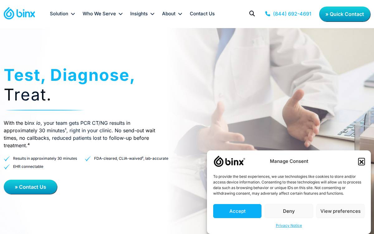 Mybinxhealth website preview