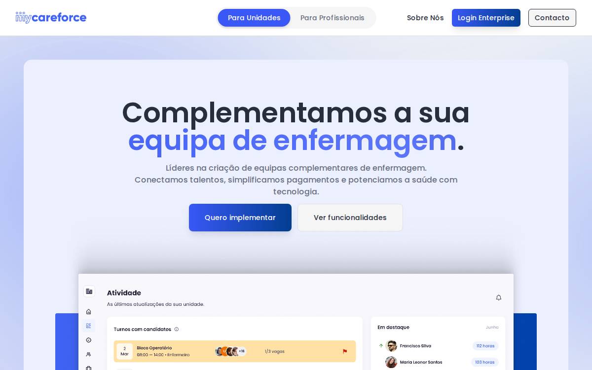 MyCareforce website preview