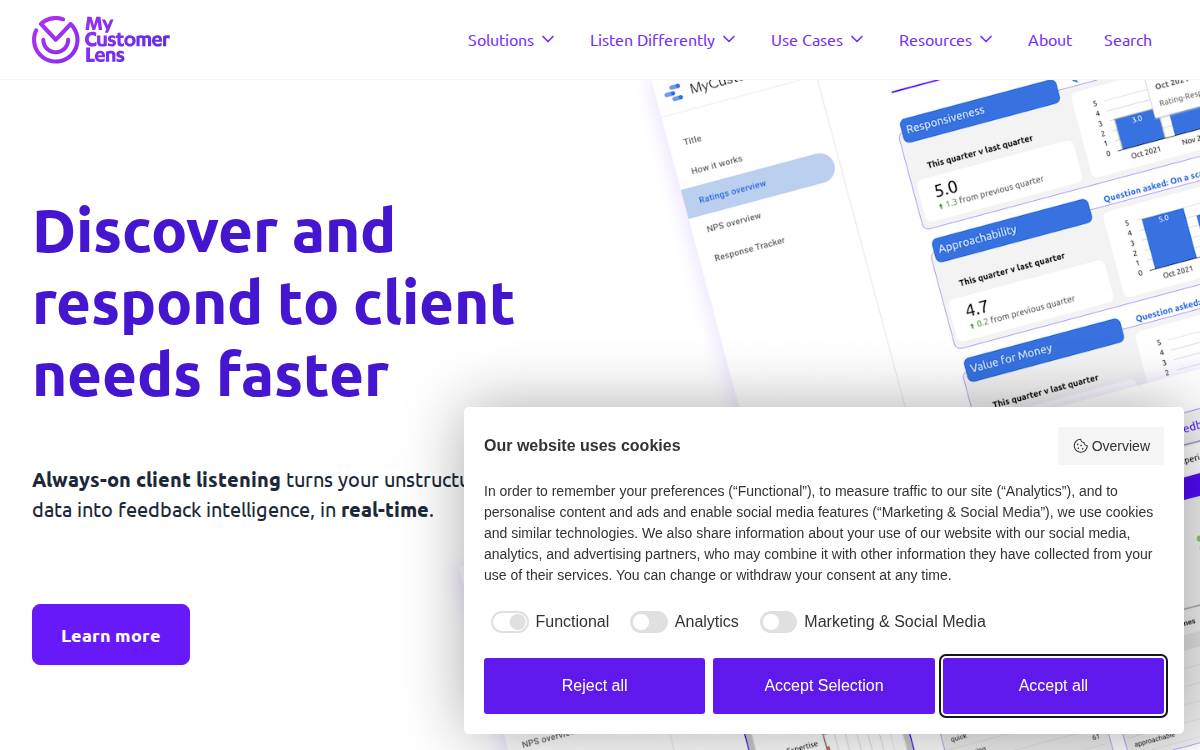 MyCustomerLens website preview