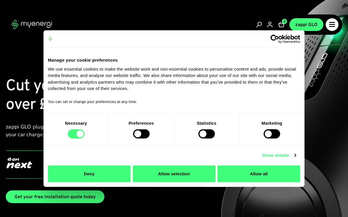 Myenergi website preview