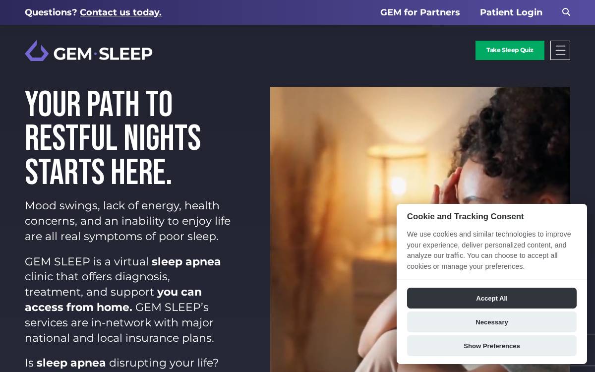 Mygemsleep website preview