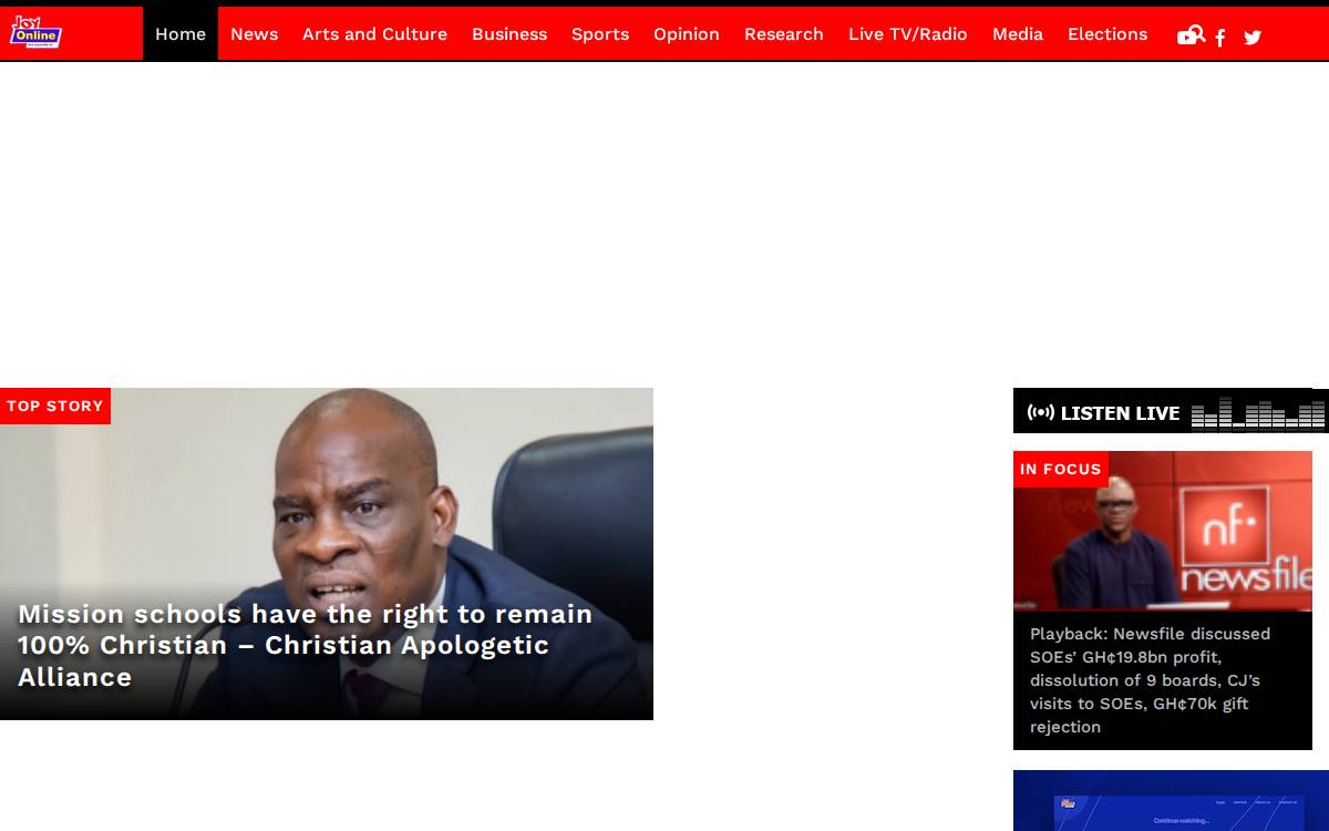 Myjoyonline website preview