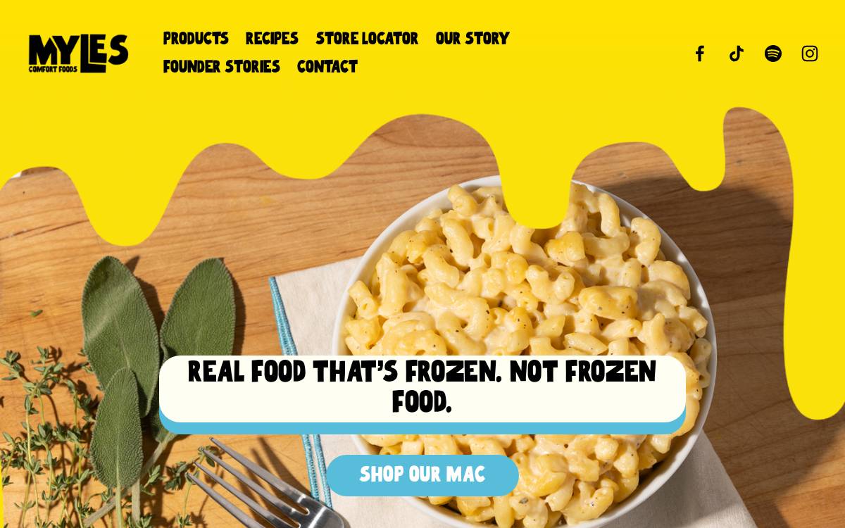 Myles Comfort Foods website preview