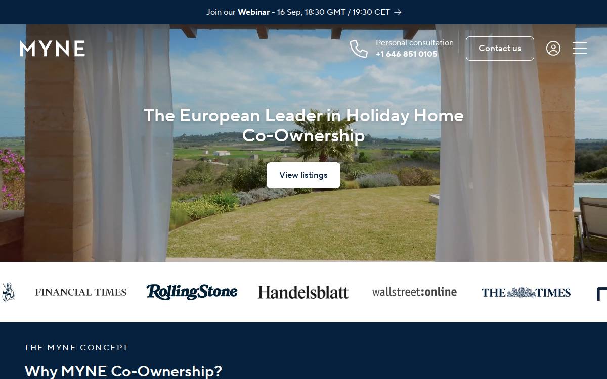 Myne Homes website preview