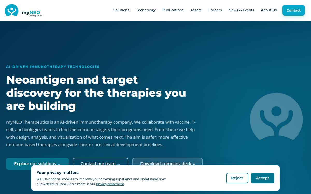 myNEO Therapeutics website preview
