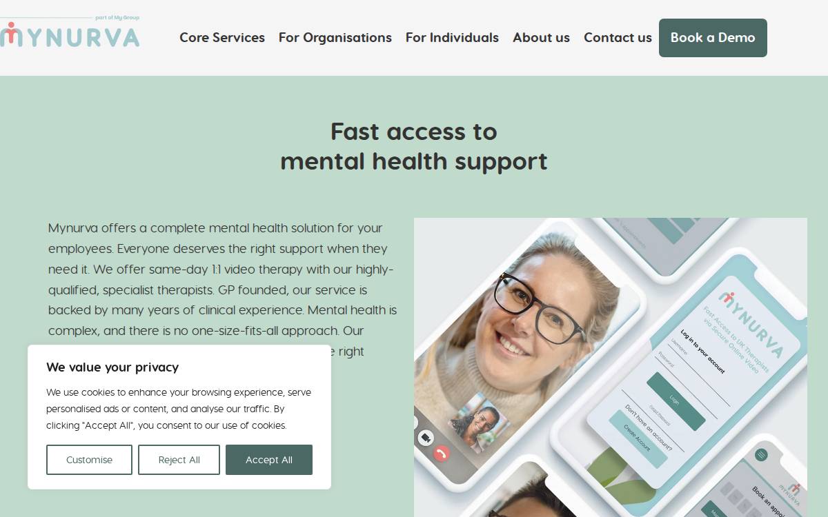 Mynurva website preview