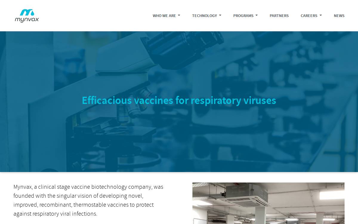 Mynvax website preview