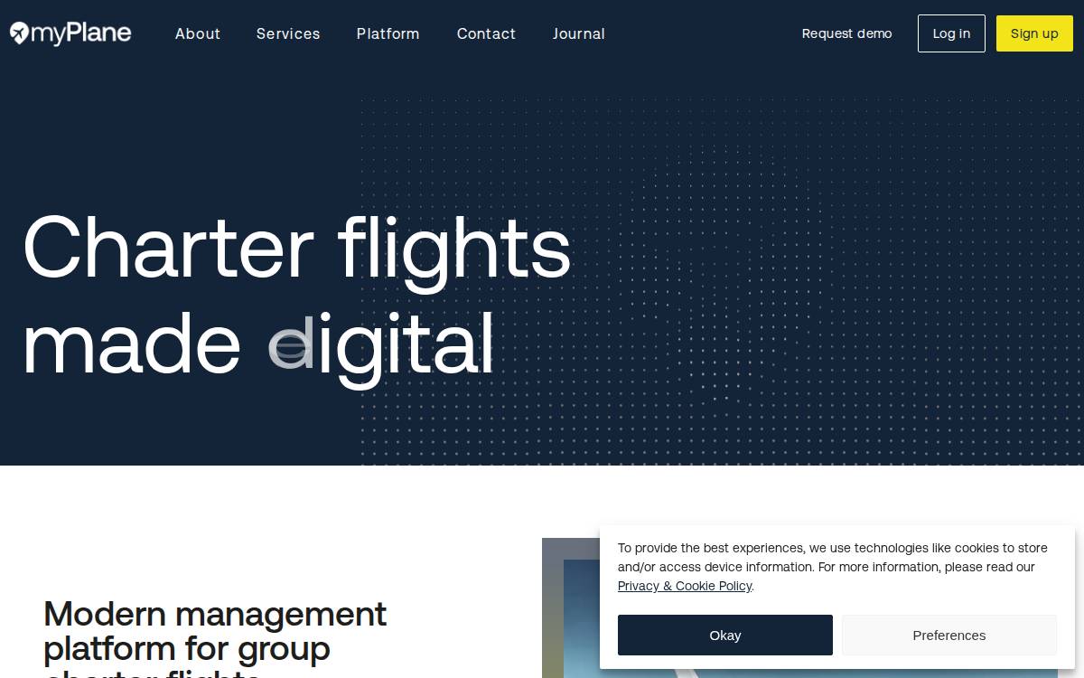 Myplane website preview