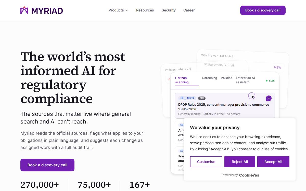 Myriad website preview