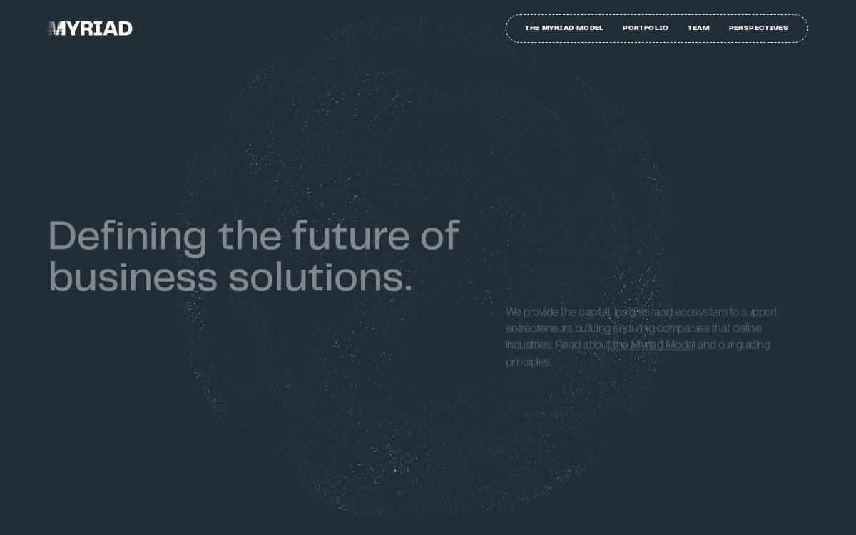 Myriad Ventures website preview
