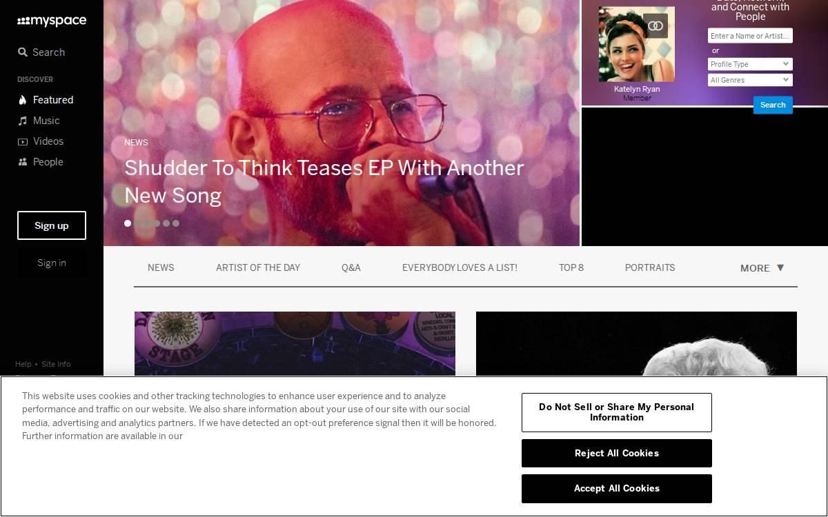 MySpace website preview