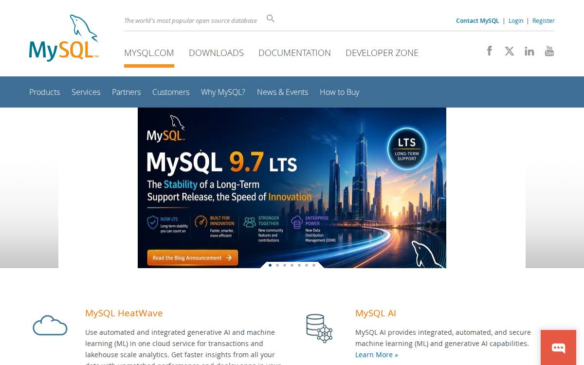 MySQL website preview