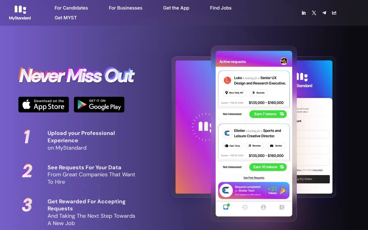 Mystandard website preview