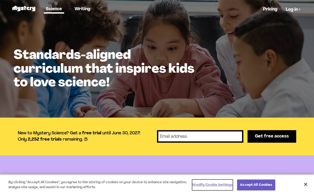 Mystery Science website preview