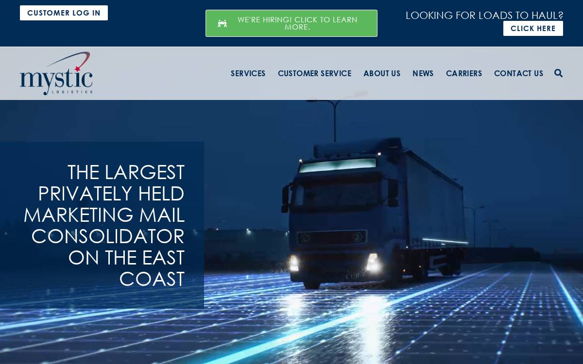 Mysticlogistics website preview