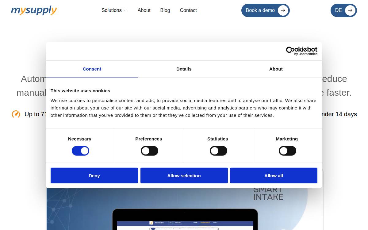 Mysupply website preview