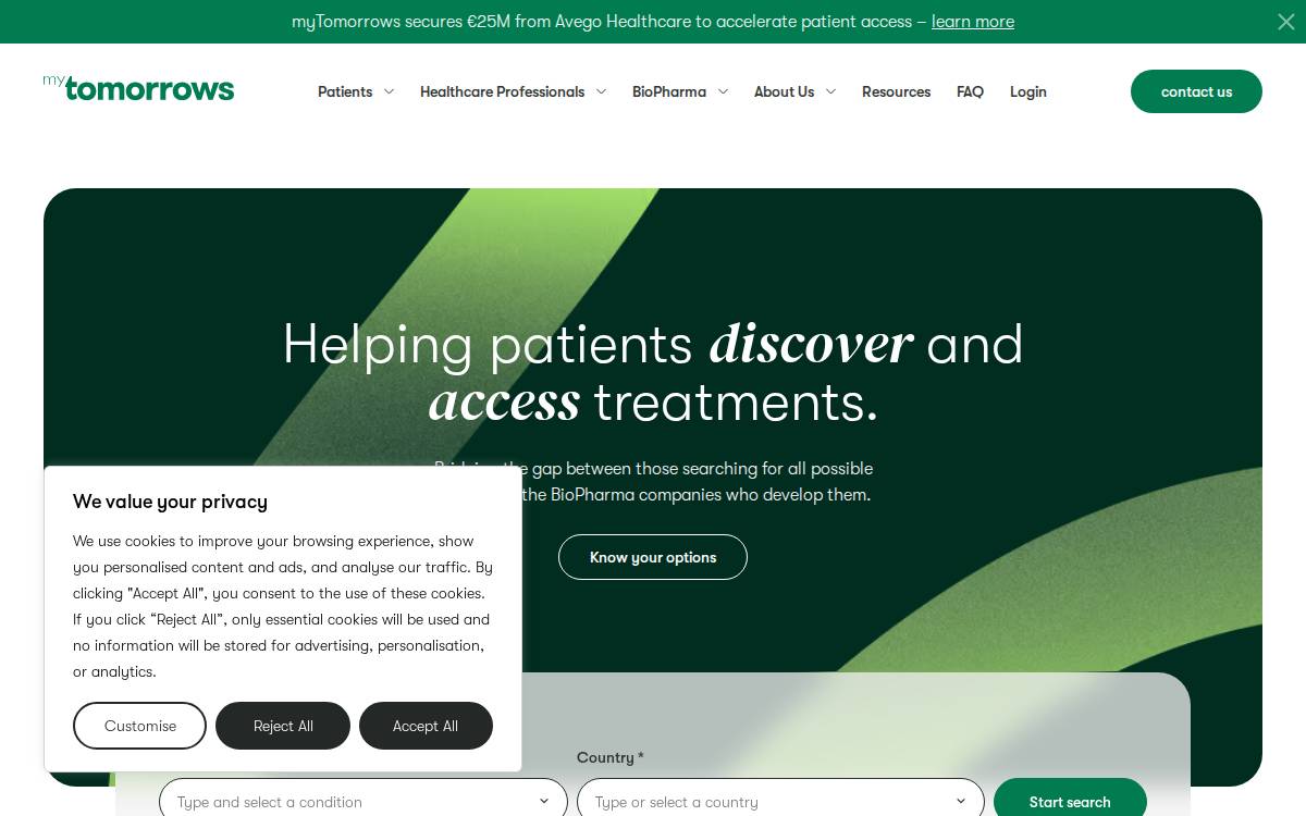 Mytomorrows website preview