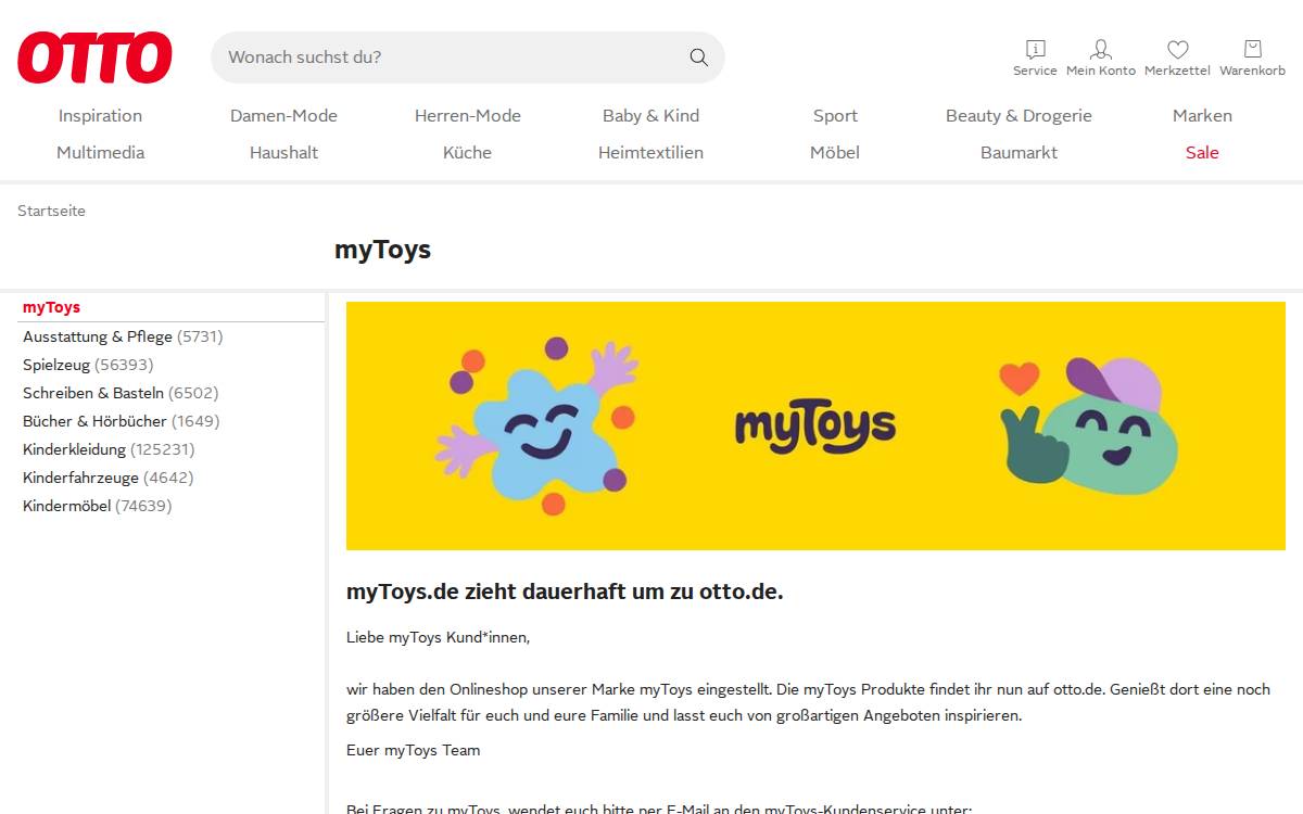 Mytoys website preview