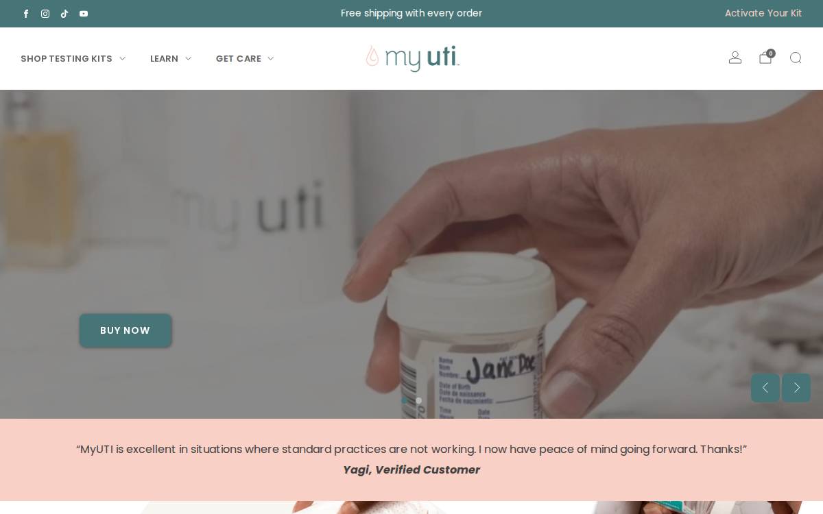 MyUTI Telehealth website preview