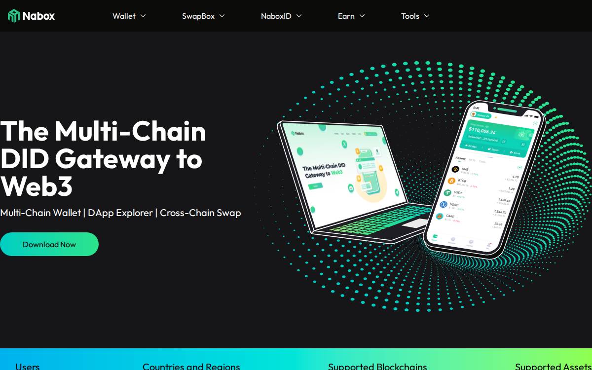 Nabox Cross-chain DeFi wallet with decentralized Identifier website preview