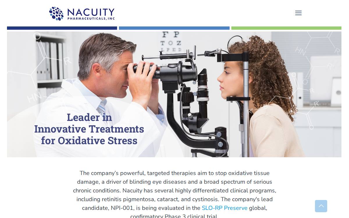 Nacuity Pharmaceuticals website preview